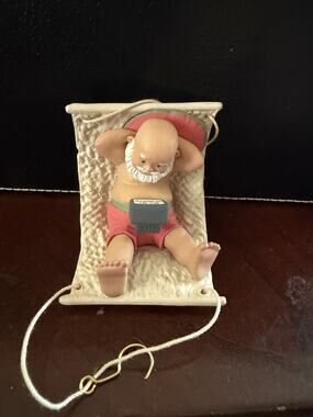 BEACH BUM SANTA CLAUS HAMMOCK VINTAGE CHRISTMAS ORNAMENT TROPICAL PARADISE SWING
